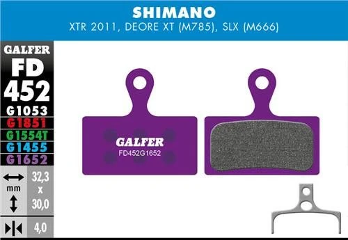 Pair Of Galfer Semi-Metallic Shimano XTR 985 XT 785 SLX 666 E-Bike Pads 4 Pair Of Galfer Semi-Metallic Shimano XTR 985 XT 785 SLX 666 E-Bike Pads - Image 2