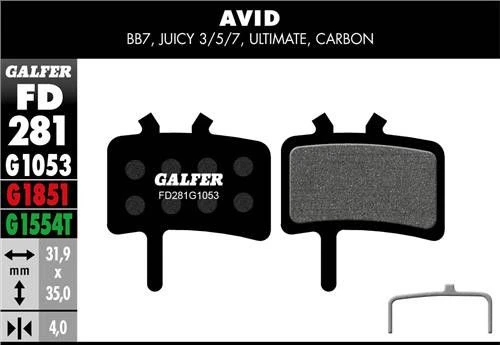 Pair Of Galfer Semi-metallic Brake Pads Avid BB7, Juicy 3/5/7, Ultimate, Carbon Standard 4 Pair Of Galfer Semi-metallic Brake Pads Avid BB7, Juicy 3/5/7, Ultimate, Carbon Standard - Image 2