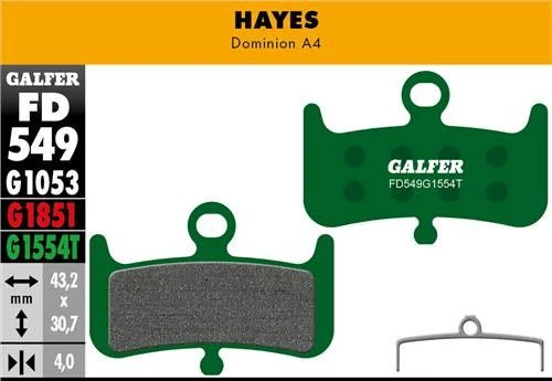 Pair Of Galfer Semi-Metallic Hayes Dominion A4 Pro Brake Pads 4 Pair Of Galfer Semi-Metallic Hayes Dominion A4 Pro Brake Pads - Image 2