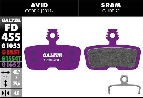 Pair Of Galfer Semi-metallic Sram Code R, RSC, Guide RE / Avid Code R (2011 ..) E-Bike Pads 4 Pair Of Galfer Semi-metallic Sram Code R, RSC, Guide RE / Avid Code R (2011 ..) E-Bike Pads - Image 2