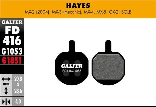 Pair Of Galfer Semi-metallic Pads Promax / Hayes MX-2 (04) / MX-3 (Meca) / MX-4 / MX-5 / GX-2 / Sole Standard 4 Pair Of Galfer Semi-metallic Pads Promax / Hayes MX-2 (04) / MX-3 (Meca) / MX-4 / MX-5 / GX-2 / Sole Standard - Image 2