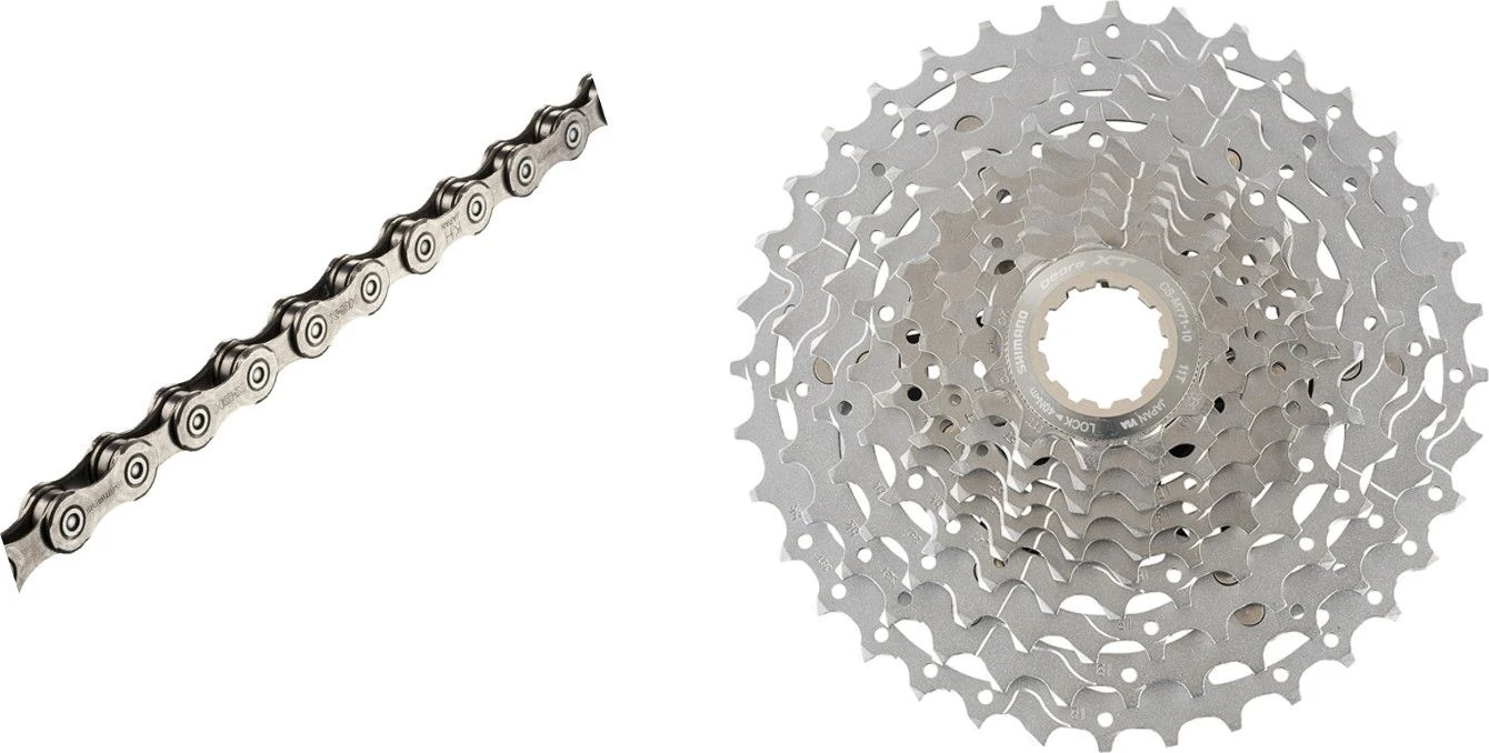 Chain SHIMANO XTR/XT HG95 + Cassette XT M771 10V Dyna-Sys Bundle 3 Chain SHIMANO XTR/XT HG95 + Cassette XT M771 10V Dyna-Sys Bundle